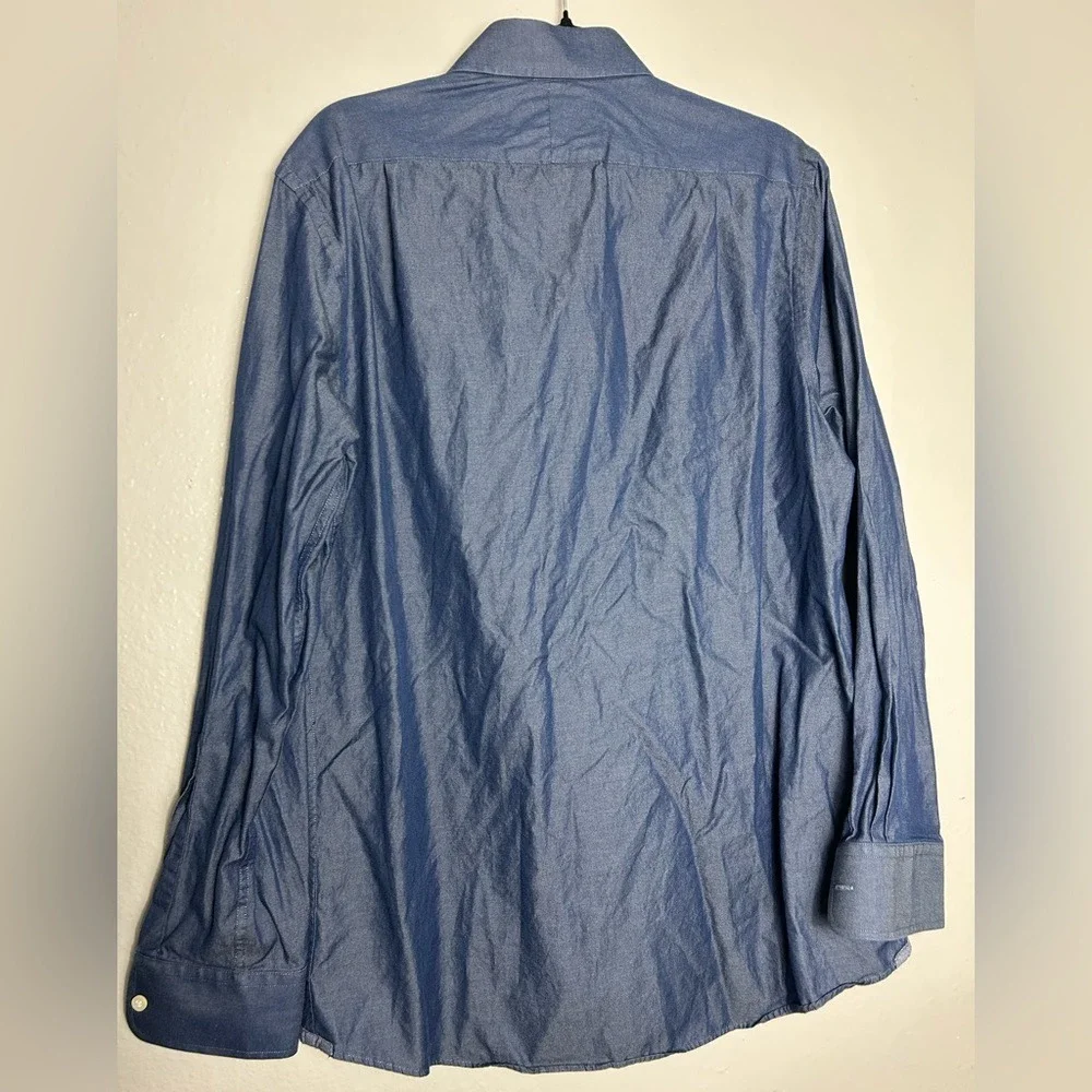 Charles Tyrwhitt Mens Slim Fit Blue Cotton Chambray Dress Shirt 16.5 36